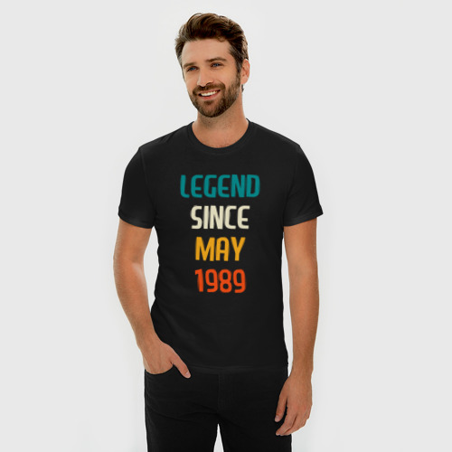 Мужская футболка хлопок Slim Legend Since May 1989, цвет черный - фото 3