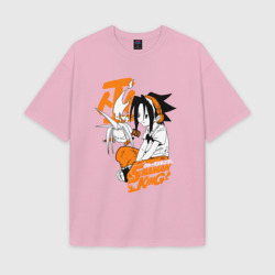 Женская футболка Oversize хлопок texturе Шаман Кинг Shaman king Йо