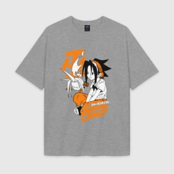 Женская футболка Oversize хлопок texturе Шаман Кинг Shaman king Йо