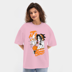 Женская футболка Oversize хлопок texturе Шаман Кинг Shaman king Йо - фото 2
