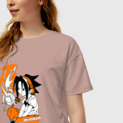 Женская футболка хлопок Oversize Шаман Кинг Shaman king Йо - фото 2