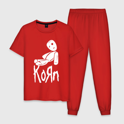 Мужская пижама хлопок с принтом Korn КоРн, вид спереди #2