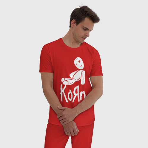 Мужская пижама хлопок с принтом Korn КоРн, фото на моделе #1
