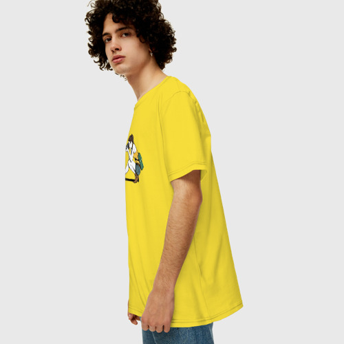 Мужская футболка хлопок Oversize Девушка фотограф за работой, цвет желтый - фото 5