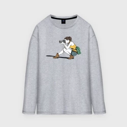 Женский лонгслив oversize хлопок Девушка фотограф за работой