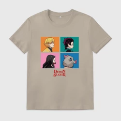 Мужская футболка хлопок Клинок, рассекающий демонов Коллаж