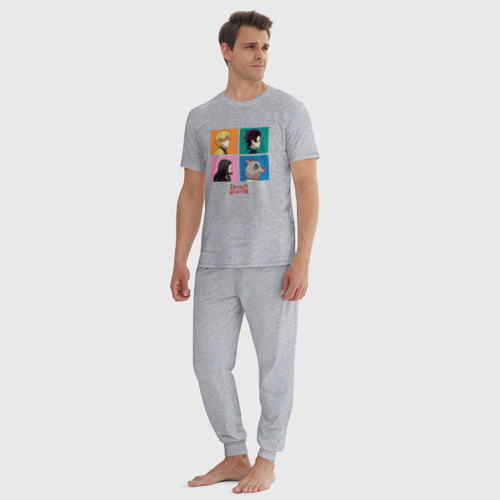 Мужская пижама хлопок с принтом Клинок, рассекающий демонов | Коллаж, вид сбоку #3