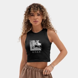 Женская укороченная майка-топ хлопок Самурай Никогда не сдавайся - фото 2