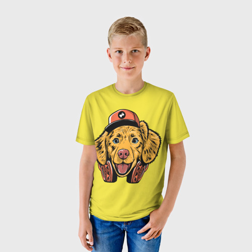Детская футболка 3D СОБАКА ХИППИ, цвет 3D печать - фото 3