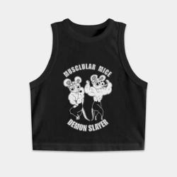 Женская укороченная майка-топ хлопок Мыши Узуй Тенгена мыщцы мыщцы