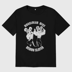Мужская футболка хлопок Oversize Мыши Узуй Тенгена мыщцы мыщцы