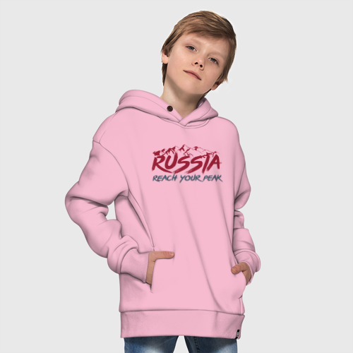 Детское худи Oversize хлопок Россия - Будь на вершине, цвет светло-розовый - фото 9