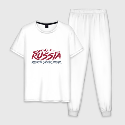Мужская пижама хлопок Россия - Будь на вершине, цвет белый
