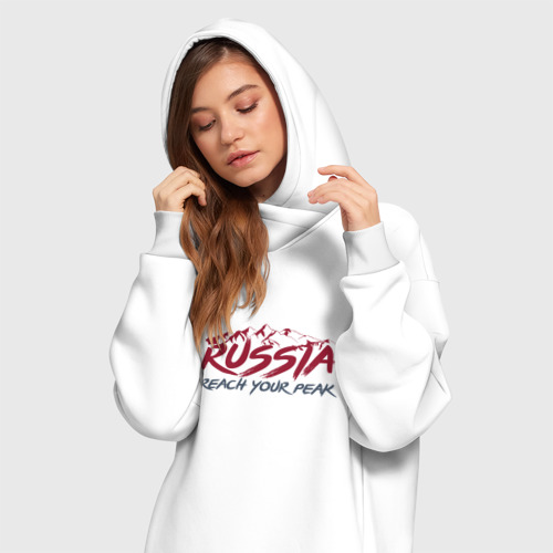 Платье-худи хлопок Россия - Будь на вершине, цвет белый - фото 3