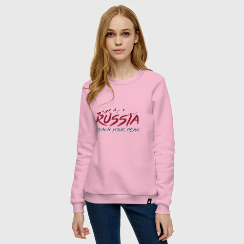 Женский свитшот хлопок с принтом Россия - Будь на вершине, фото на моделе #1