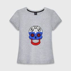 Женская футболка хлопок Slim Russian Skull