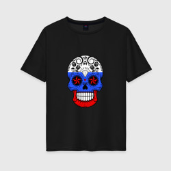 Женская футболка хлопок Oversize Russian Skull