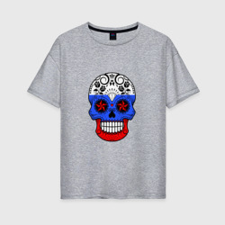 Женская футболка хлопок Oversize Russian Skull