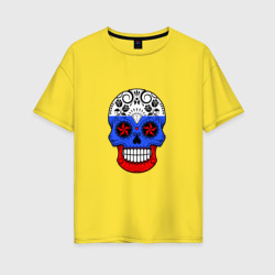 Женская футболка хлопок Oversize Russian Skull