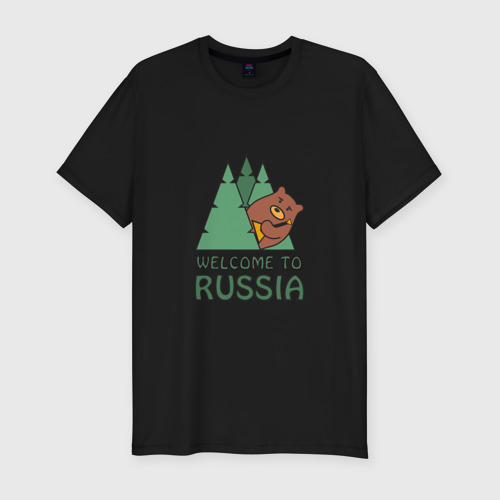 Мужская футболка хлопок Slim с принтом Welcome - Russia, вид спереди #2