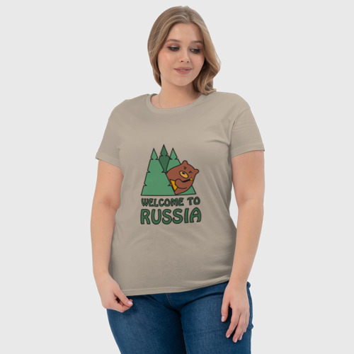 Женская футболка хлопок с принтом Welcome - Russia, фото #4
