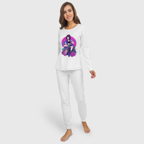 Женская пижама с лонгсливом хлопок Восходящая рок-звезда, цвет белый - фото 3