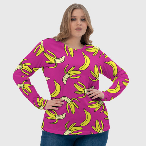 Женский лонгслив 3D с принтом Banana pattern / Summer / Color, фото #4