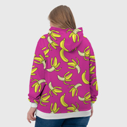 Толстовка с принтом Banana pattern Summer Color для женщины, вид на модели сзади №3. Цвет основы: белый
