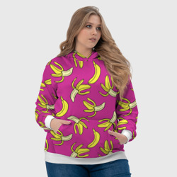 Толстовка с принтом Banana pattern Summer Color для женщины, вид на модели спереди №4. Цвет основы: белый