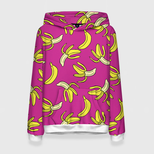 Женская толстовка с принтом Banana pattern Summer Color, вид спереди №1