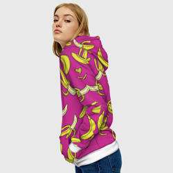 Толстовка с принтом Banana pattern Summer Color для женщины, вид на модели спереди №3. Цвет основы: белый