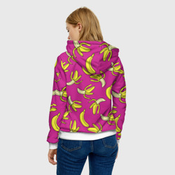 Толстовка с принтом Banana pattern Summer Color для женщины, вид на модели сзади №2. Цвет основы: белый