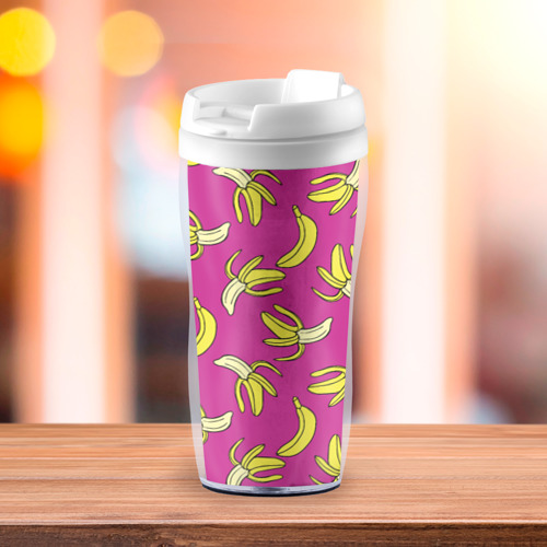 Термокружка-непроливайка Banana pattern Summer Color, цвет белый - фото 3