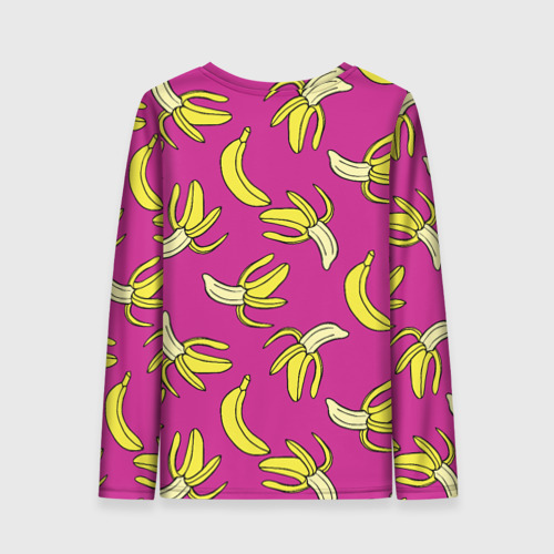 Женский лонгслив 3D с принтом Banana pattern / Summer / Color, вид сзади #1