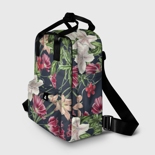 Женский рюкзак 3D с принтом Цветы Розовые, фото на моделе #1