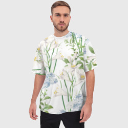 Мужская футболка oversize 3D Цветы Утонченные и Яркие - фото 2