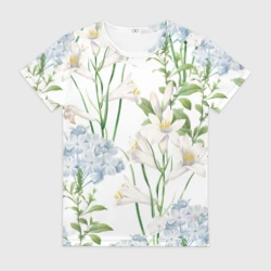 Женская футболка 3D Цветы Утонченные и Яркие