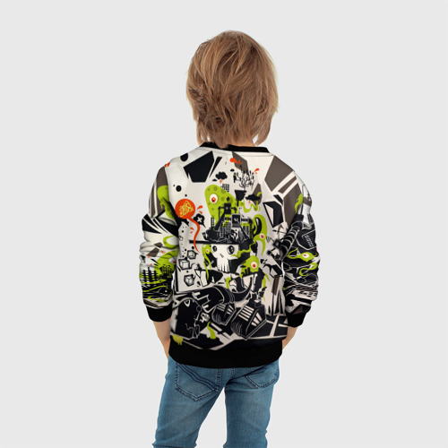 Детский свитшот 3D с принтом Cyber pattern / Skull / Vanguard / Fashion, вид сзади #2