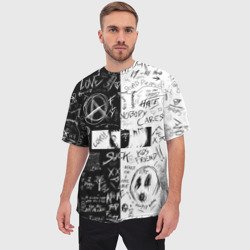 Мужская футболка oversize 3D Аниме Black white eyes - фото 2