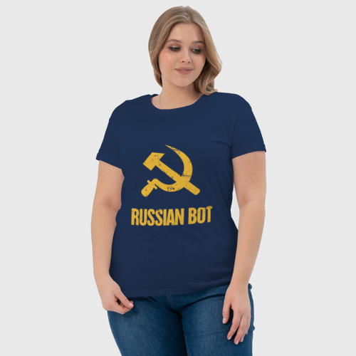 Женская футболка хлопок Russian Bot, цвет темно-синий - фото 6