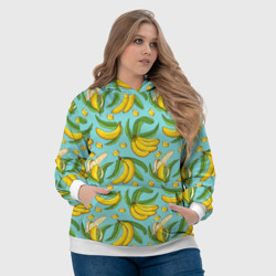 Толстовка с принтом Banana pattern / Summer / Fashion 2022 для женщины, вид на модели спереди №4. Цвет основы: белый