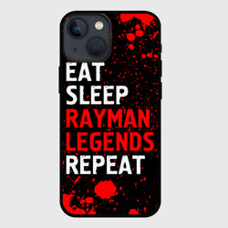 Чехол для iPhone 13 mini Eat Sleep Rayman Legends Repeat + Брызги