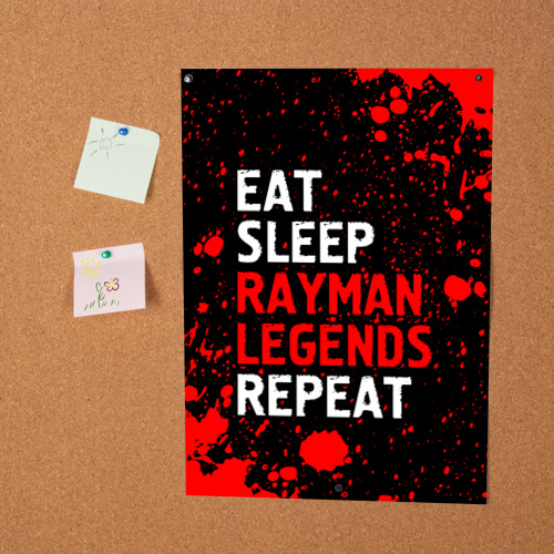 Постер Eat Sleep Rayman Legends Repeat + Брызги - фото 2