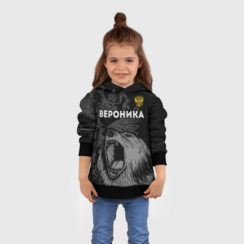 Детская толстовка 3D Вероника Россия Медведь, цвет черный - фото 4