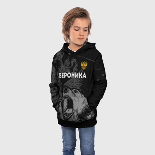 Детская толстовка 3D Вероника Россия Медведь, цвет черный - фото 3