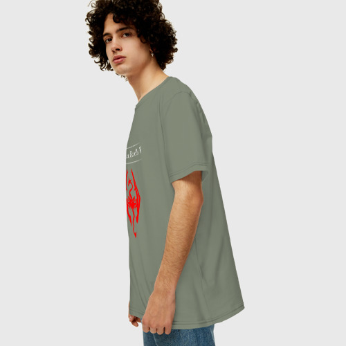 Мужская футболка хлопок Oversize с принтом TESV: SKYRIM, вид сбоку #3