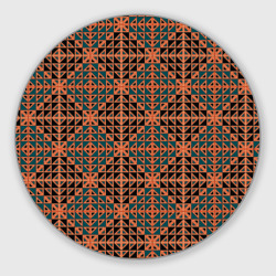 Круглый коврик для мышки Абстракция из синих и черных квадратов и треугольников