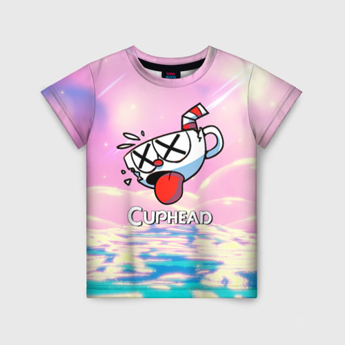 Детская футболка 3D с принтом Cuphead Разбитая    чашечка, вид спереди #2