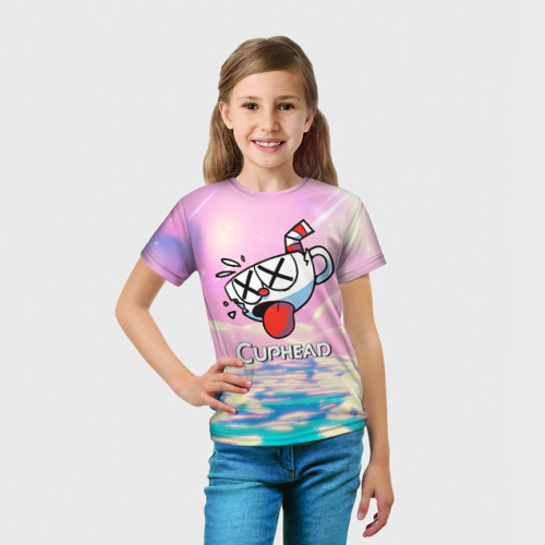 Детская футболка 3D с принтом Cuphead Разбитая    чашечка, вид сбоку #3
