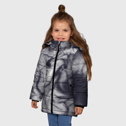 Зимняя куртка для девочек 3D Бело-черный тай-дай - фото 2